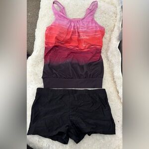 Pink and Black Women's Bikini Set